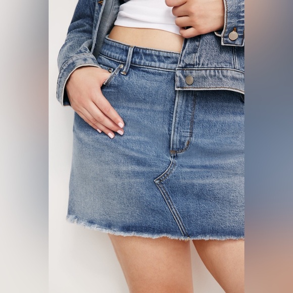 NWOT Good American Distressed 100% Cotton Denim Mini Skirt Plus Size 18 - Picture 1 of 9